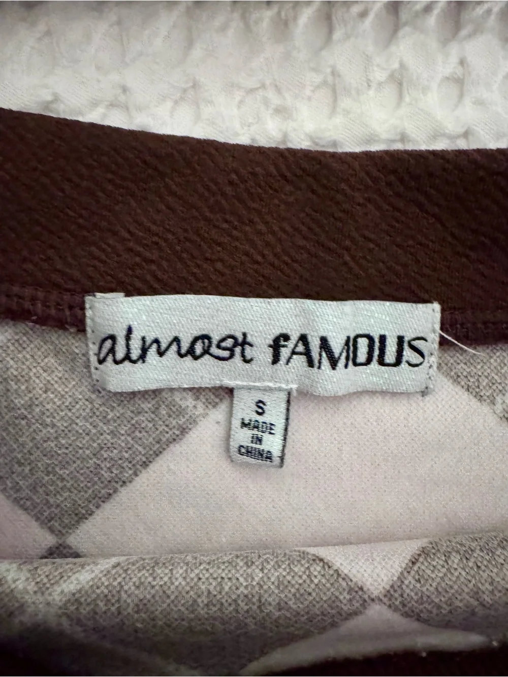 Almost Famous Pink and Brown Argyle Knit Top and skirt Set